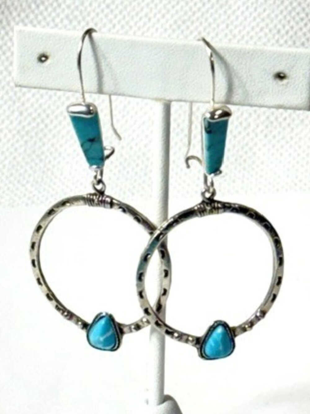 Alpaca silver and turquoise Southwest style dangle earrings